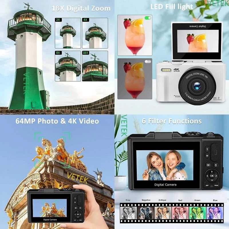 4K Digital Vlogging Camera | Flip Screen & 18X Zoom